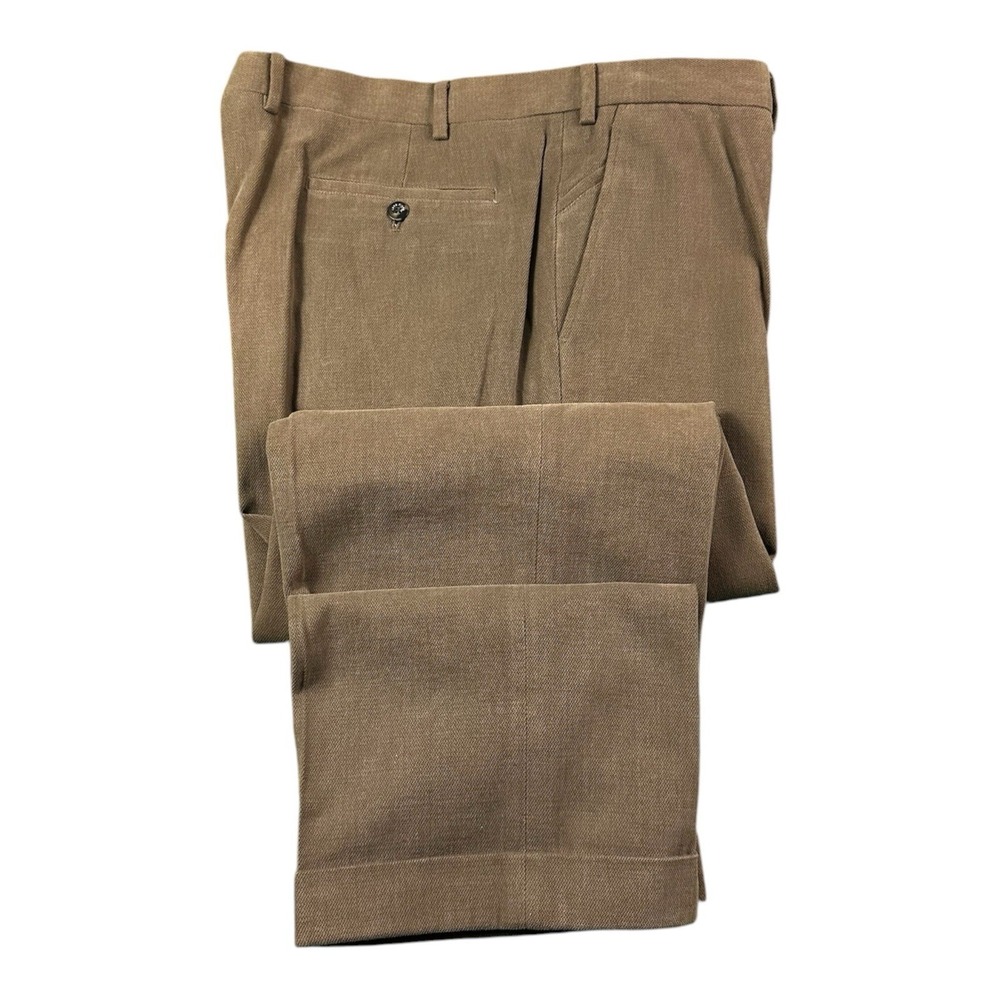 Loro Piana Brown Heavy Moleskin Twill Mens Flat Front Trouser Size 40x30
